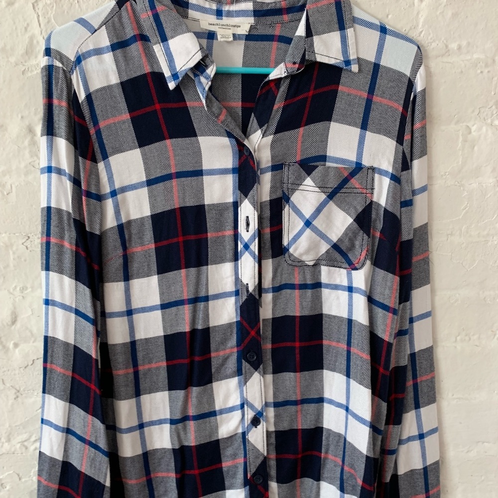 Blue, Red & White Button Down Flannel